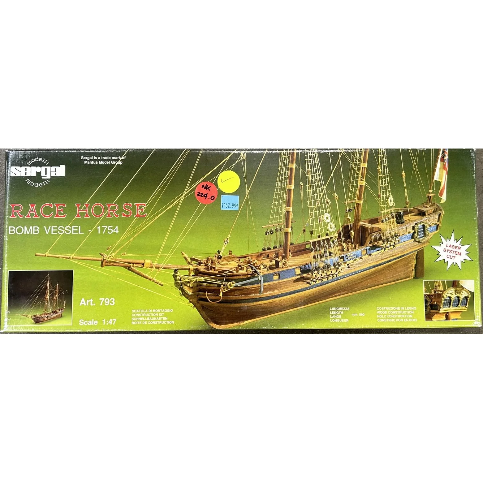1/47 Scale Race Horse 1754 Bomb Vessel wood kit