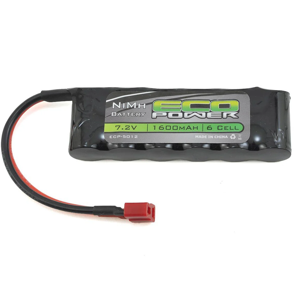 EcoPower 6-Cell NiMH Flat Battery Pack w/T-Style Connector (7.2V/1600mAh)