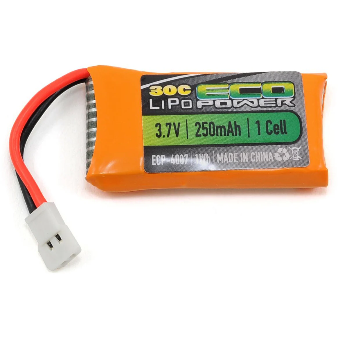 EcoPower "Electron" 1S LiPo 30C Battery Pack (3.7V/250mAh)