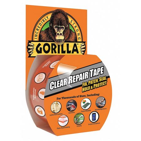 GORILLA GLUE Repair Tape, Cloth, Clear, 9 yd. L