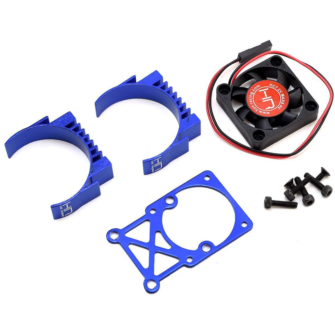 Hot Racing Clip-On Two-Piece Motor Heat Sink w/Fan (Blue)