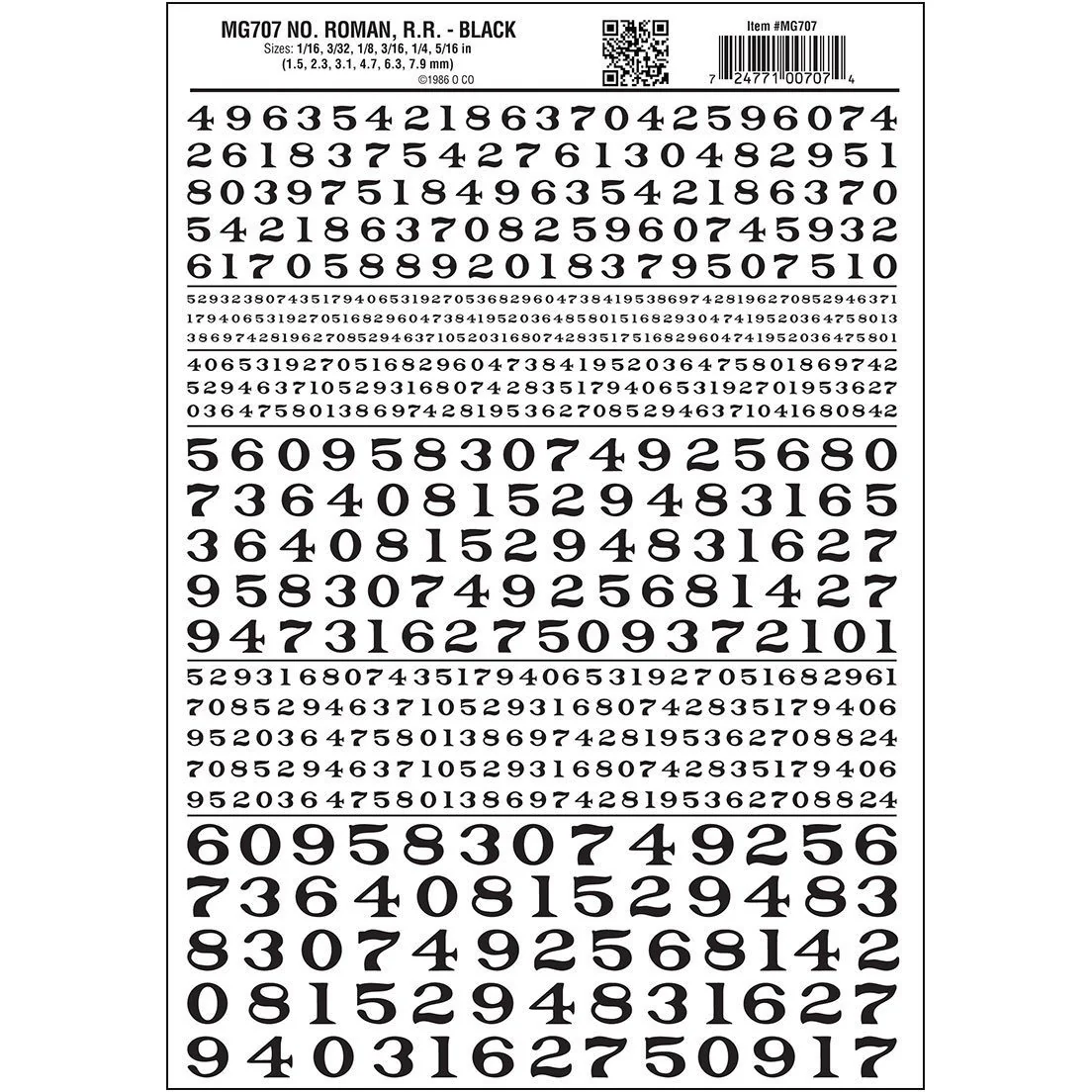 MG707 Roman Numbers, Black