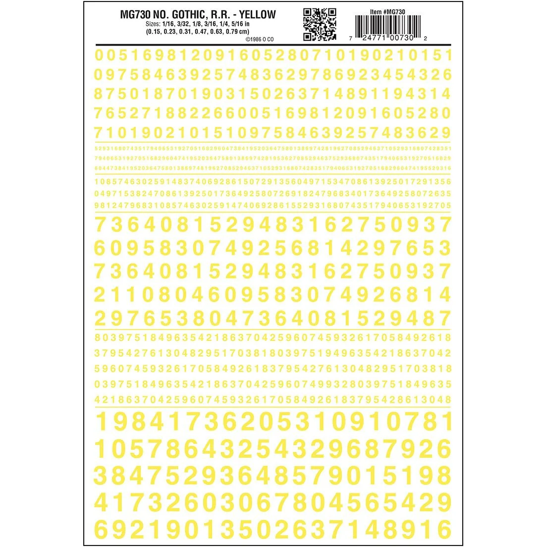 MG730 Gothic Numbers, Yellow