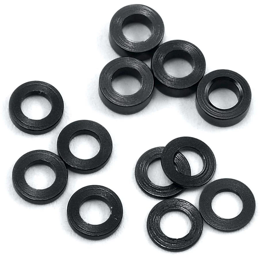 ProTek RC Aluminum Ball Stud Washer Set (Black) (12) (0.5mm, 1.0mm & 2.0mm)