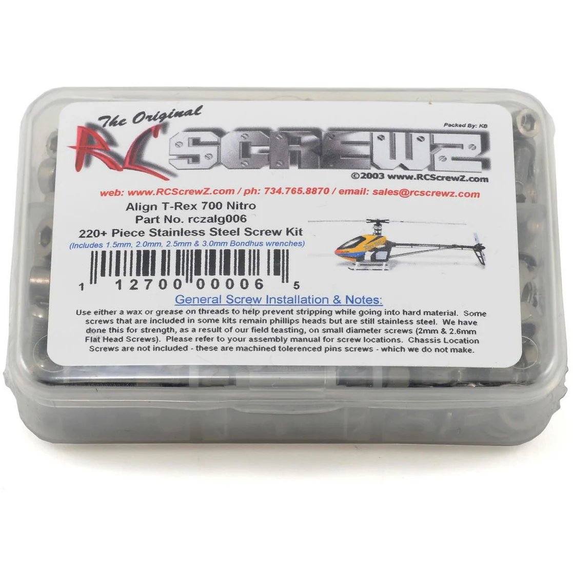 RC Screwz Align T-Rex 700 Nitro Stainless Steel Screw Kit