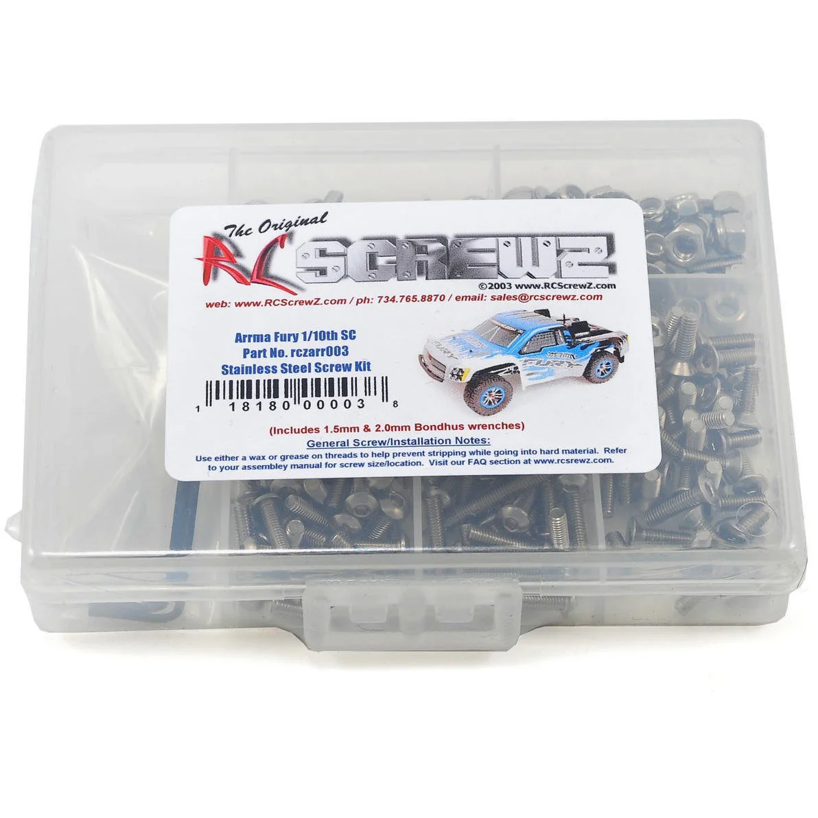 RC Screwz Arrma RC Fury 1/10th Short Course Stainless Steel Screw Kit