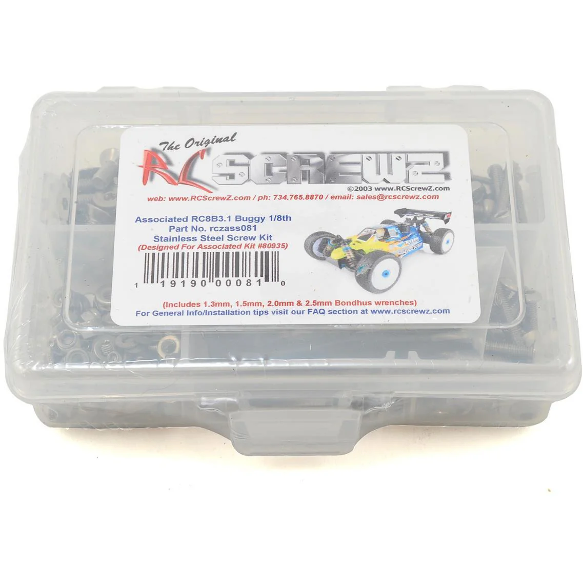 RC Screwz Associated RC8B3.1 Stainless Steel Screw Kit