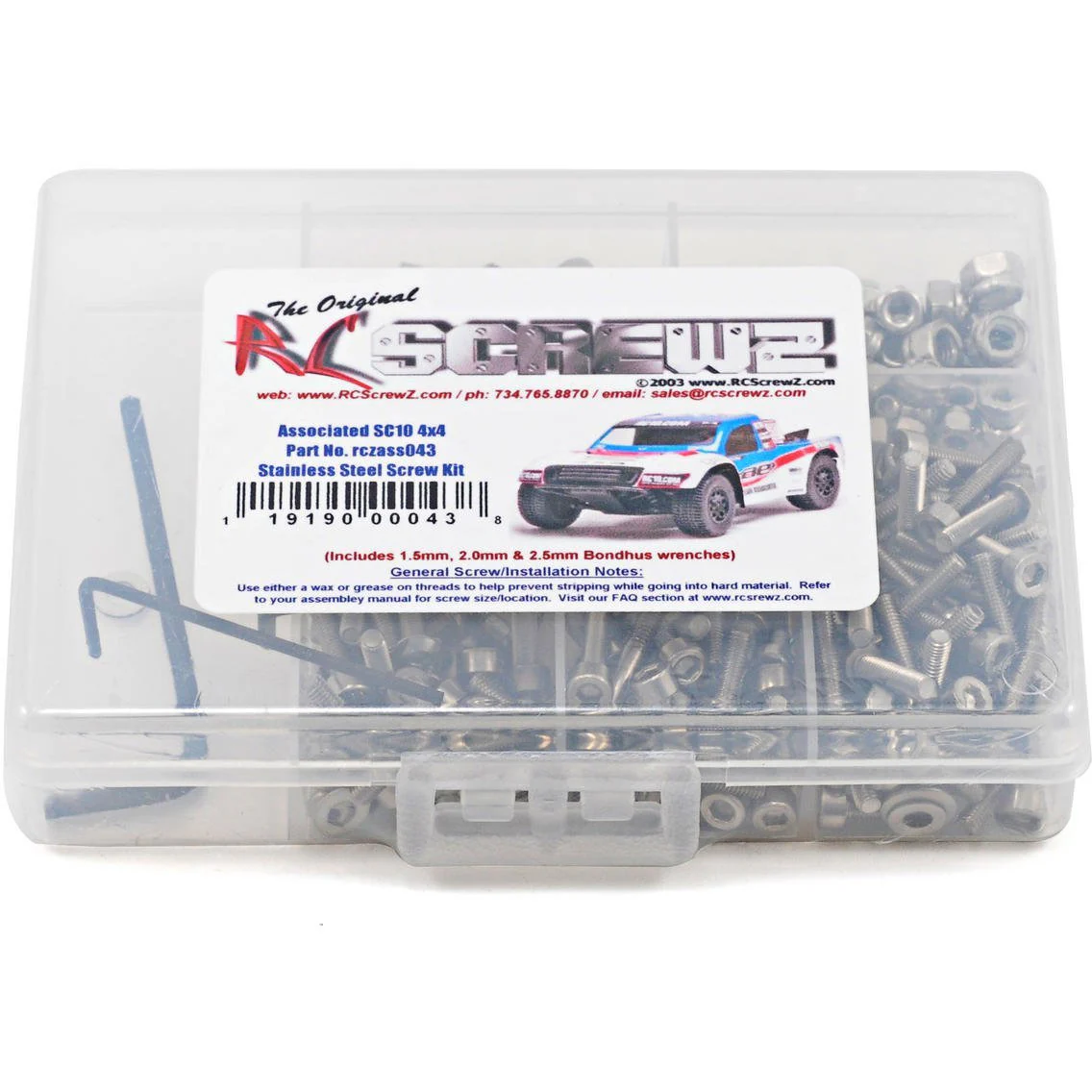 RC Screwz Associated SC10 4x4 Stainless Steel Screw Kit