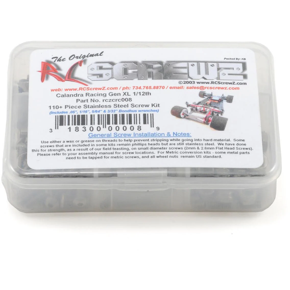 RC Screwz CRC Gen XL Stainless Steel Screw Kit