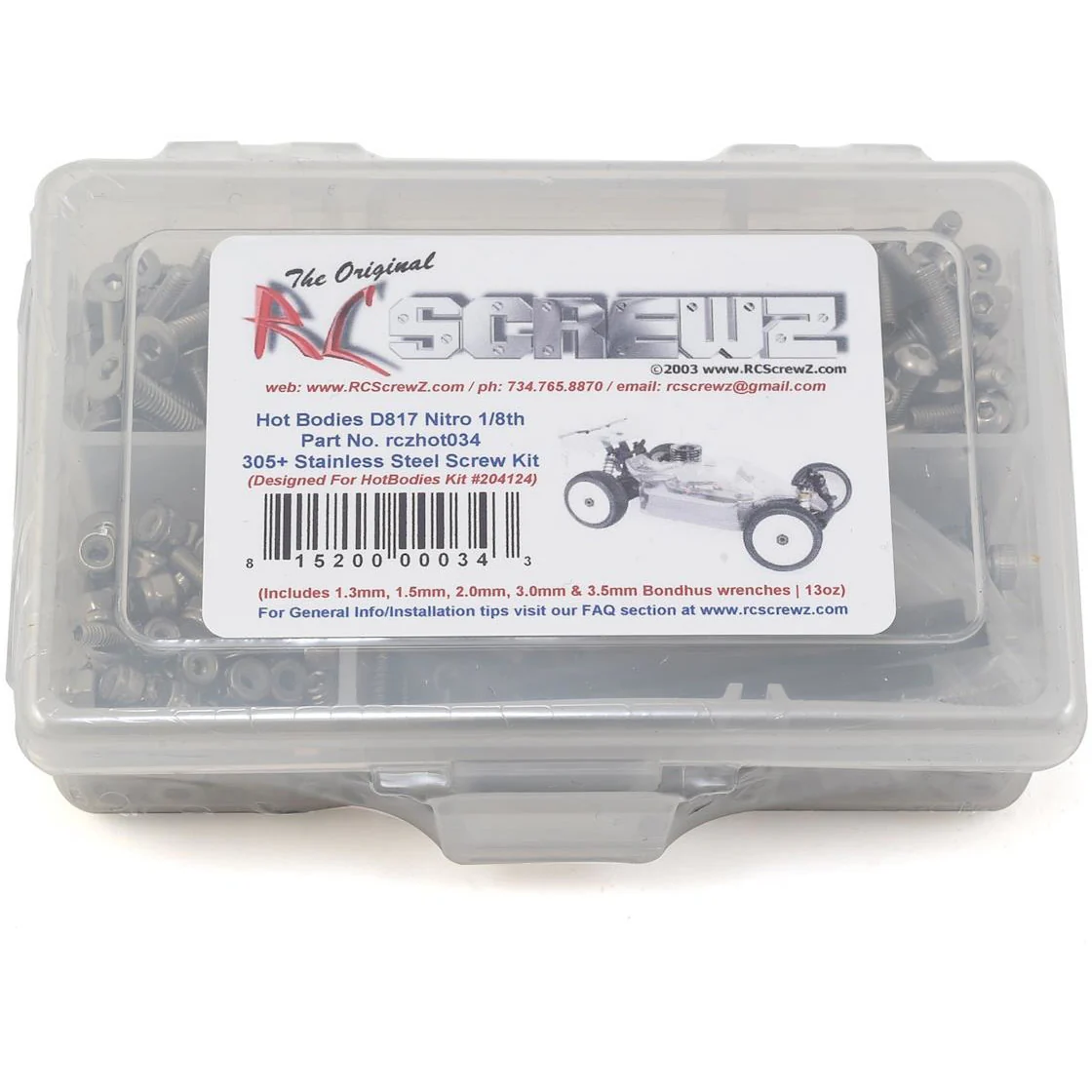 RC Screwz HB D817 Nitro Stainless Steel Screw Kit