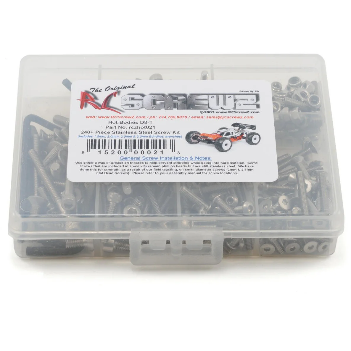 RC Screwz Hot Bodies D8T Stainless Steel Screw Kit