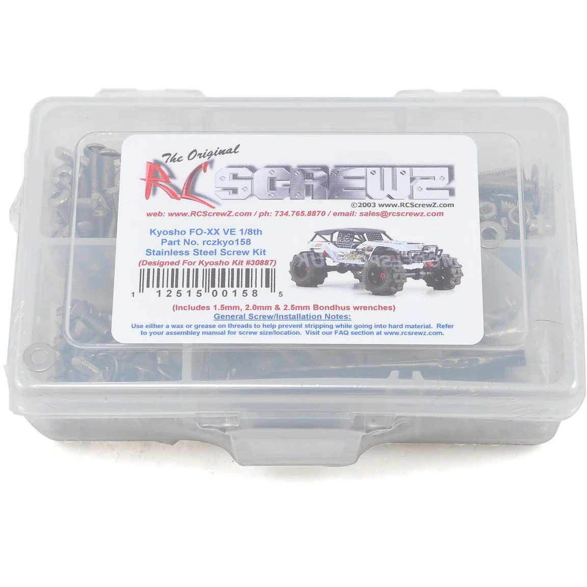 RC Screwz Kyosho FO-XX VE 1/8th Stainless Steel Screw Kit