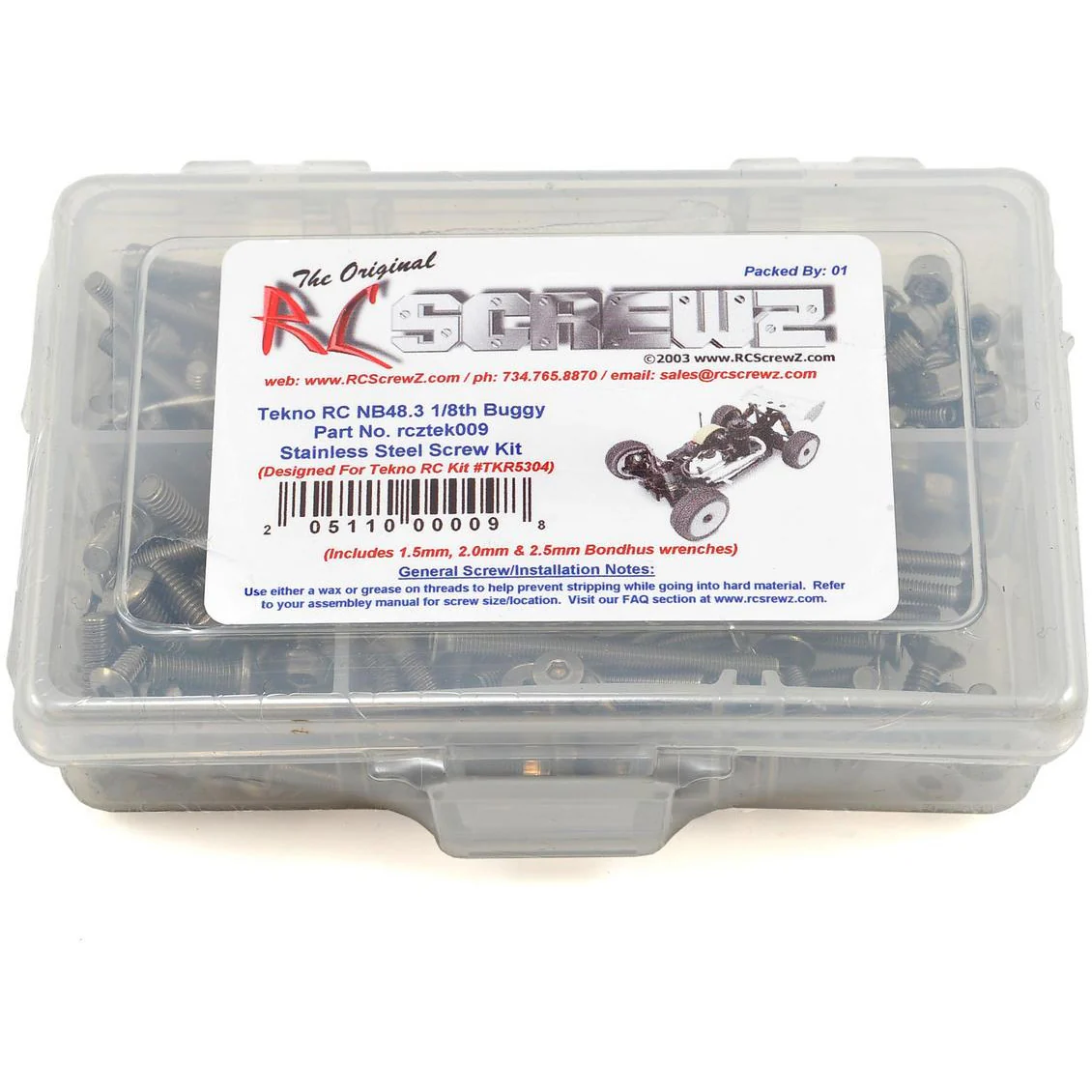 RC Screwz Tekno RC NB48.3 1/8th Stainless Screw Kit