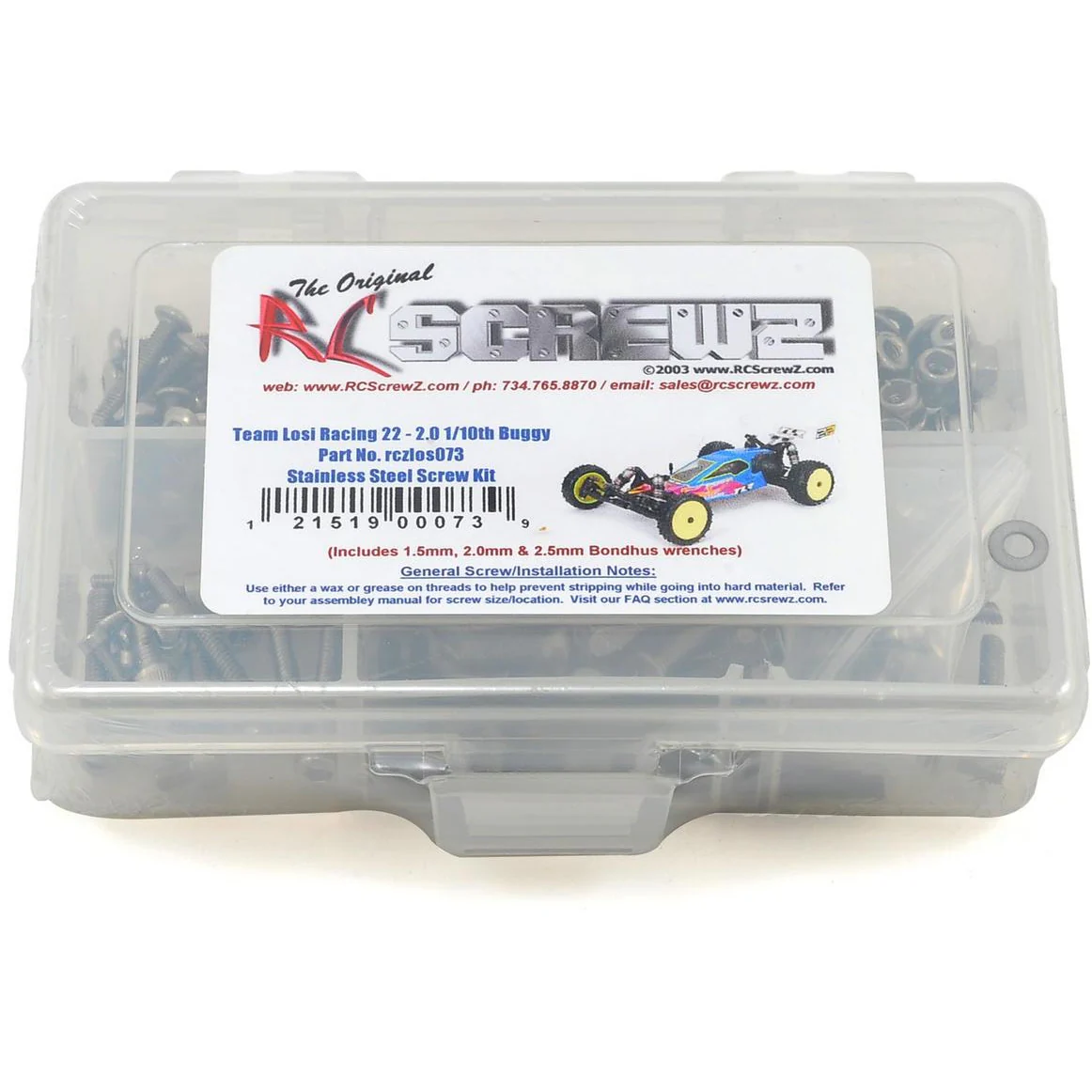 RC Screwz TLR 22 2.0 2wd Buggy Stainless Steel Screw Kit