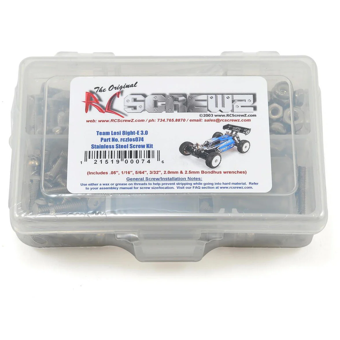 RC Screwz TLR 8IGHT-E 3.0 Buggy Stainless Steel Screw Kit
