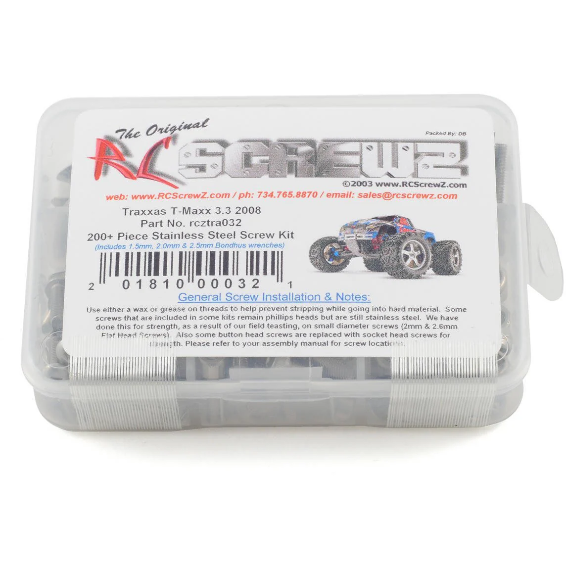 RC Screwz Traxxas T-Maxx 3.3 2008 Stainless Steel Screw Kit