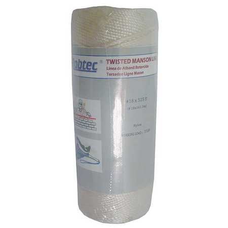 Rope, Nylon, Twisted, 37/64 In. dia., 525ftL, Color: White